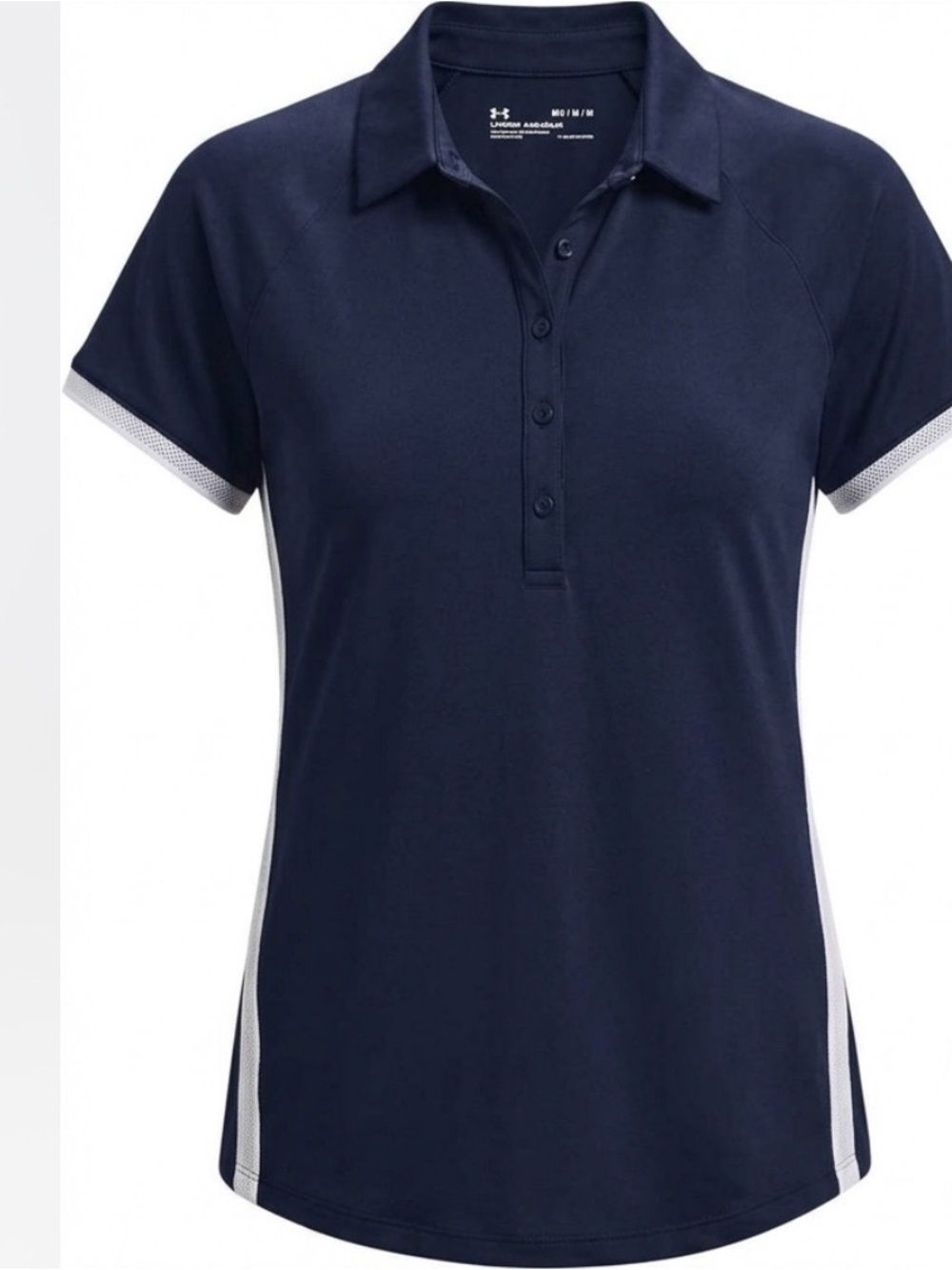 Under Armour Navy Polo with White Mesh Trim